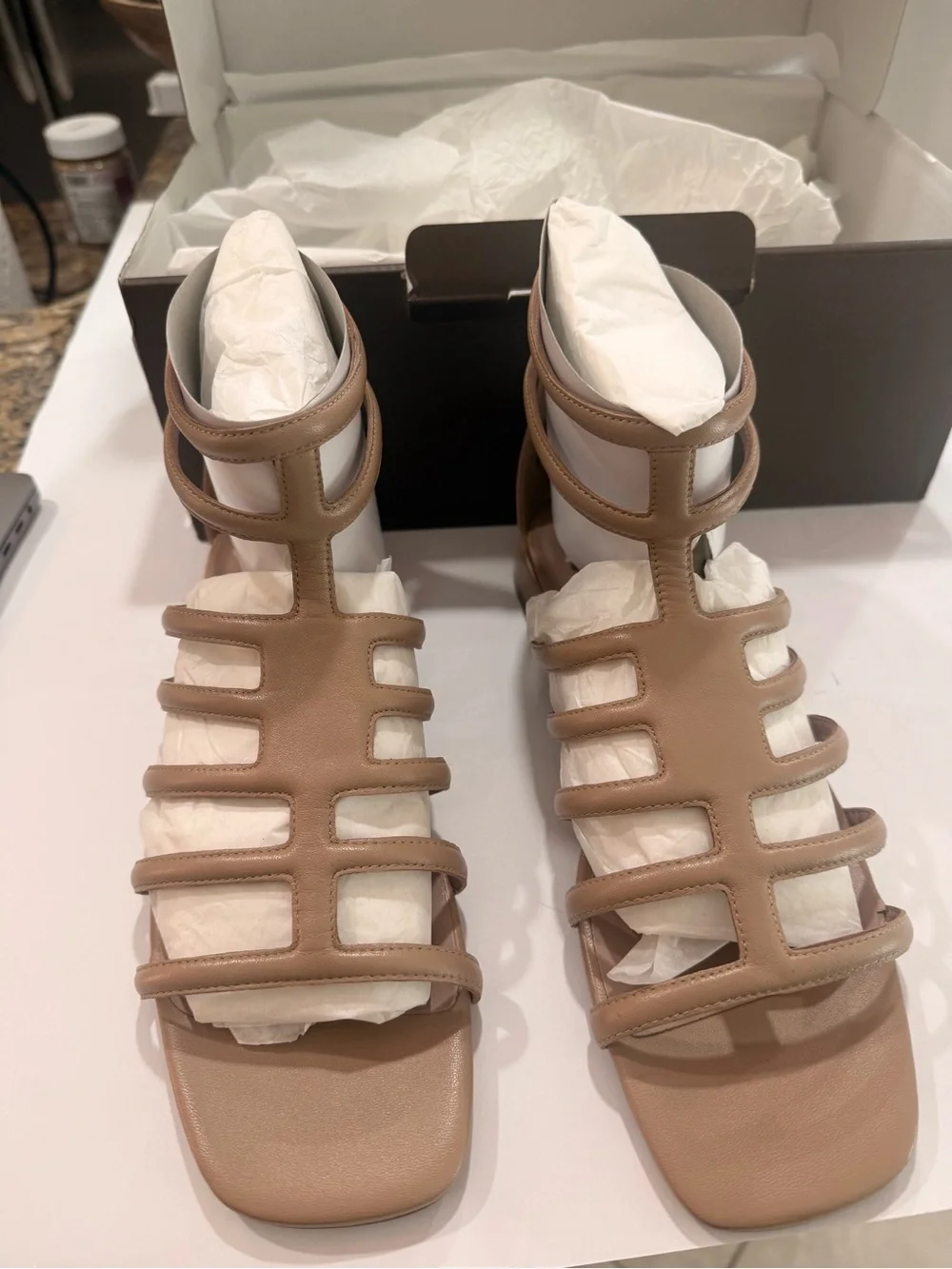 Women's Lines Paolo Tan Strappy Leather Gladiator Sandals - Casual Chic